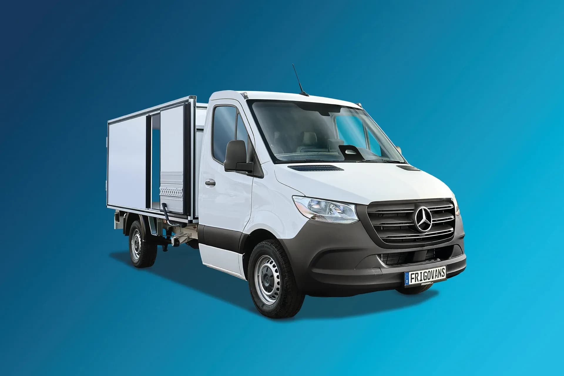 FrigoVans Mercedes-Benz Kühlkoffer mit geöffneter Seitentür